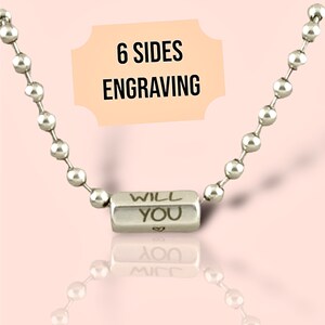 Personalized 6-Sided Message Necklace Custom Engraved Hexagonal Necklace Engraved Multi-Sided Message Jewelry Name & Date Necklace Men/Women