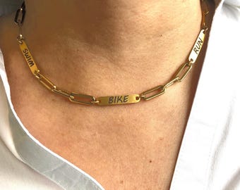 Personalized Triathlon Necklace: Swim Bike Run Jewelry, Triathlete Gift