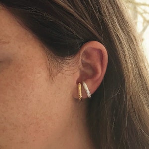Minimalist Ear Lobe Cuff Stud Earrings Huggie Lobe Earring Gold Hoop Stud Earrings Lobe Cuff Earrings Silver Lobe Earring Cuff image 1