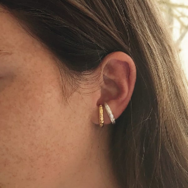 Minimalist Ear Lobe Cuff Stud Earrings Huggie Lobe Earring Gold Hoop Stud Earrings Lobe Cuff Earrings Silver Lobe Earring Cuff