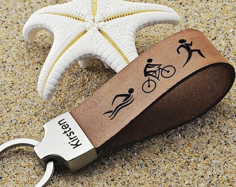 Triathlon Keychain Personalized - Athlete Gift Swim Bike Run - Race Souvenir - Triathlete Competition Prize
