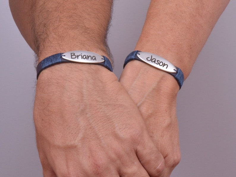 Engraved couples bracelet name bracelet personalized couples Etsy