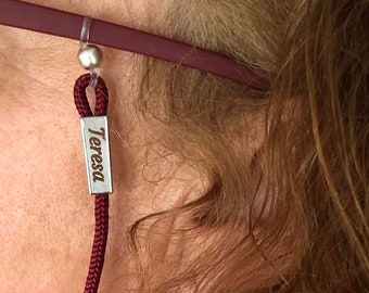 Personalisierte Brillenkette aus Paracord: Brillenkette mit individueller Gravur - Brillengeschenk mit Gravur