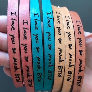 Bracelet en cuir personnalisé avec écriture manuscrite - Bijoux commémoratifs personnalisés pour hommes et femmes - Cadeau souvenir gravé de la signature d'un proche