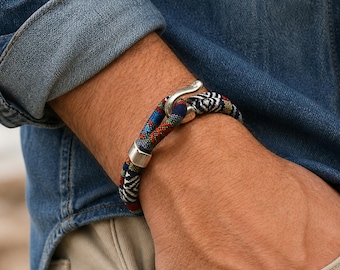 Heren nautisch touw armband boho tribal polsband uniseks kust sieraden gepersonaliseerd cadeau voor hem jubileumcadeau