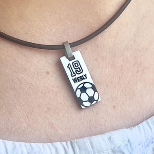 Personalized Soccer Necklace with Player Number – Custom Football Name Pendant – Soccer Player Gift for Men & Women Engraved Sports Jewelry