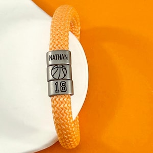 Personalized Basketball Bracelet with Name & Jersey Number – Custom Team Gift for Player or Mom, Motivational Sports Jewelry Basketball