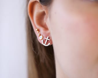 Minimalist Silver Plated Anchor Stud Earrings Nautical Style Jewelry Gift Women Anchor Earrings Ocean Inspired Studs Anchor Jewelry Gift