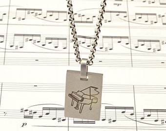 Personalized Piano Necklace Musician Jewelry Gift Custom Engraved Piano Teacher Gift Music Lover Necklace Piano Student Graduation Gift