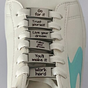 Personalized Engraved Shoe Tag: Inspirational Lace Charm Gift for Marathon Runners,  Athletes, Gym Lovers