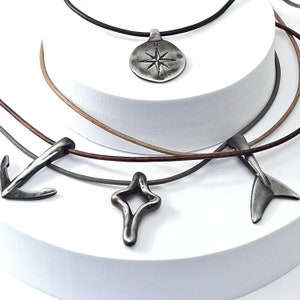 North Star Compass Necklace for Men – Engraved Nautical Leather Pendant – Adventure Gift for Sailors & Travelers - Leather Necklace for Him