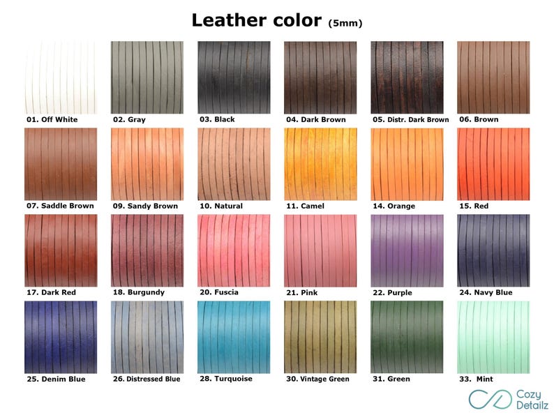 Cozy Detailz Color Chart