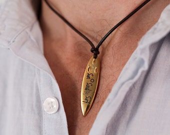 Personalized Surfboard Necklace for Surfer Necklace Engraved