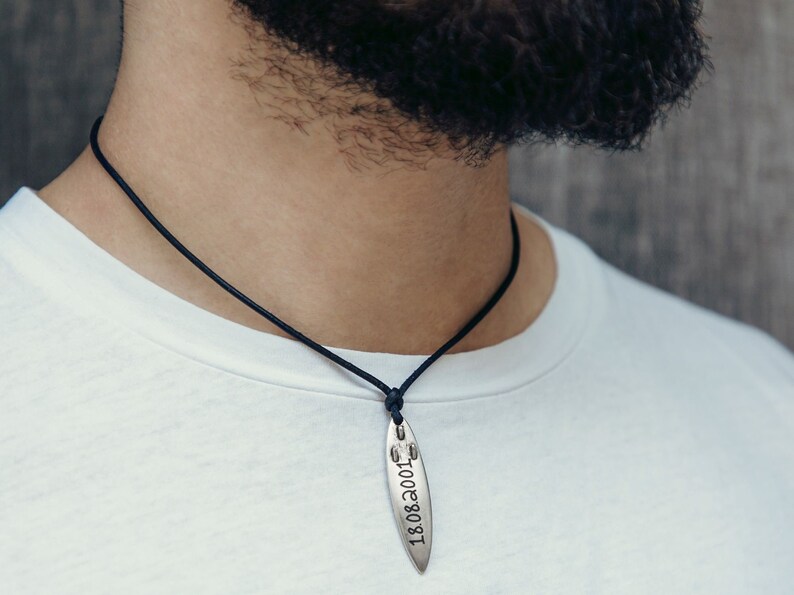 Cool Gold Silver Surf Board Pendant Necklace Custom Engraving Etsy