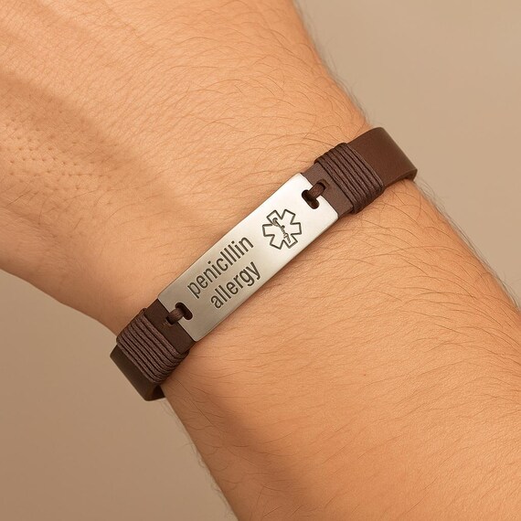 Medizinisches Armband Für Männer, Personalisierter Alarm Mit Text