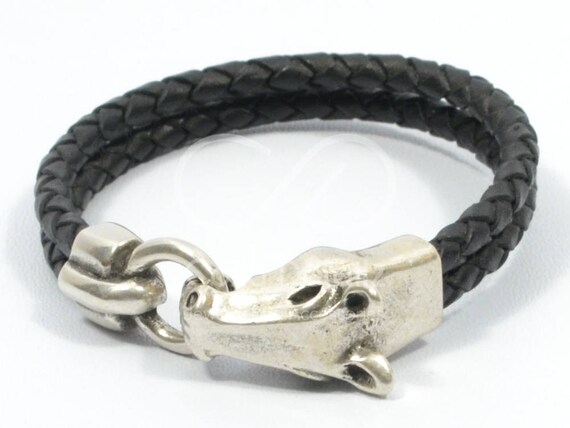 horse bracelet western jewelry mens braided leather | Etsy