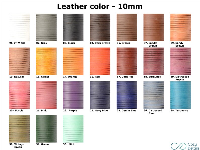 Cozy Detailz  Color Chart