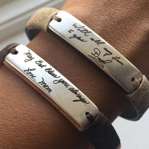 Cozy Detailz Custom Handwriting Bracelet Leather, Signature Bracelet, Memorial Bracelet, Handwritten Bracelet Remembering A Loved One Handwritten Jewelry