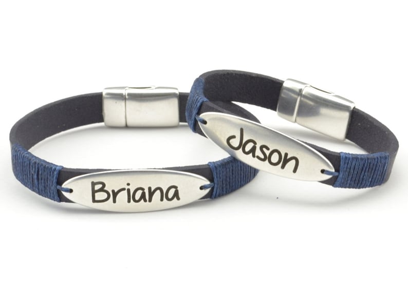 Engraved couples bracelet name bracelet personalized couples Etsy