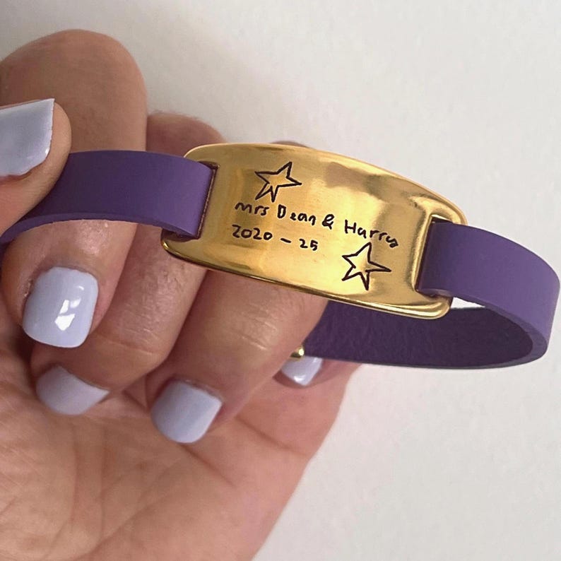 Children Artwork Bracelet Actual Kids Handwriting Jewelry Gifts for Mom & Dad Kids Drawing Custom Handwritten Signature Memorial Jewelry image 1