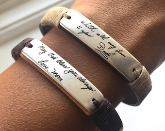 Custom Handwriting Bracelet Actual Handwritten Bracelet Personalized Keepsake Memorial Signature Bracelet Special Holidays Gift Men/Women