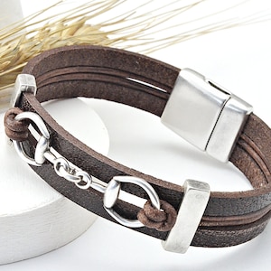 Snaffle Bit Bracelet Men/Women Equestrian Style Gift Genuine Leather Bracelet Snaffle Bit Charm Bracelet Horse Lover Jewelry Horse Rider