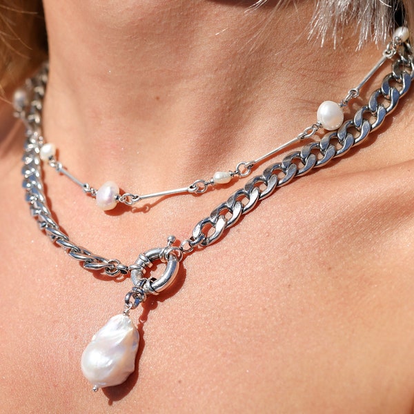 Oversized Pearl Necklace Etsy