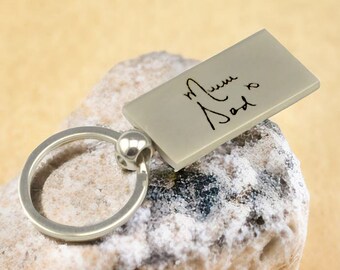 Handwritten Keychain: Loss of Dad Memorial Gift, Stainless Steel Key Fob