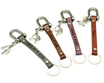 Custom Engraved Horse Keychain Personalized Leather Key Chain Horseshoe Equestrian Key Fob Horserider Gift Horse Lover