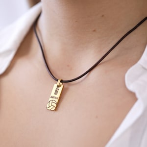 Personalized Volleyball Necklace: Stainless Steel Player Number & Name