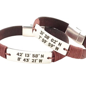 Couples GPS Coordinates Bracelets Long Distance Relationship Gift Boyfriend Girlfriend Couples Jewelry Latitude Longitude Custom Engraved