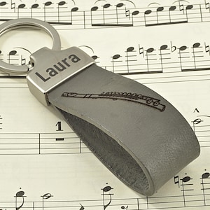 Flute Keychain Personalized Music Gift Flutist Keychain Music Teacher Gift Custom Music Keyring Graduation Gift Musician Engraved Keychain