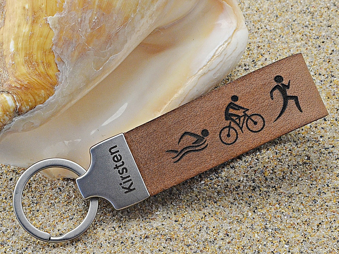 Triathlon Keychain Personalized Athlete Gift Swim Bike Run Keychain