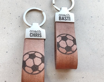 Personalized Soccer Keychain Sports Coach Thank You Gift Player Name Number Keychain Team Coach Appreciation Present Team Coach Keychain