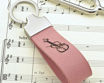 Personalized Violin Keychain Custom Musical Instrument Keychain Leather Gift Violinist Gift Musician Keyring Music Lover Music Student Gift