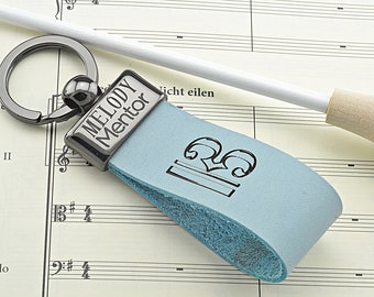 Personalized Music Note Keychain Thoughtful Gift Music Teacher Custom Engraved Leather Keychain Unique Gift Music Lover Keychain Musicians