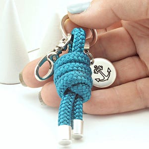 Custom Rope Knot Keychain – Personalized Paracord Key Ring with Engraved Tag – Nautical Gift for Him – Sailor Accessory - Nautic Knot Gift