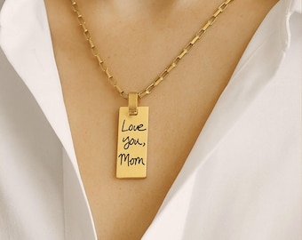 Handwriting Necklace, Personalized Gold Necklace, Keepsake Necklace, Custom Signature Jewelry, Memorial Jewelry, Christmas Gift for Her