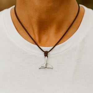 Whale Tail Necklace – Custom Engraved Surfer Choker – Unisex Nautical Jewelry in Silver, Copper or Bronze – Ocean Lover Gift