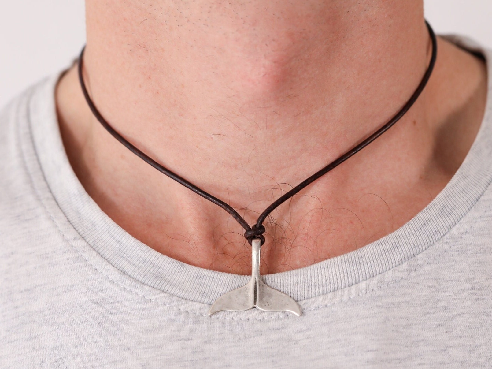 Men's Necklace - Men's Choker Necklace - Men's Leather Necklace - Men's Jewelry - Men's Gift - Boyfriend Gift - Guys Jewelry - Husband NL13