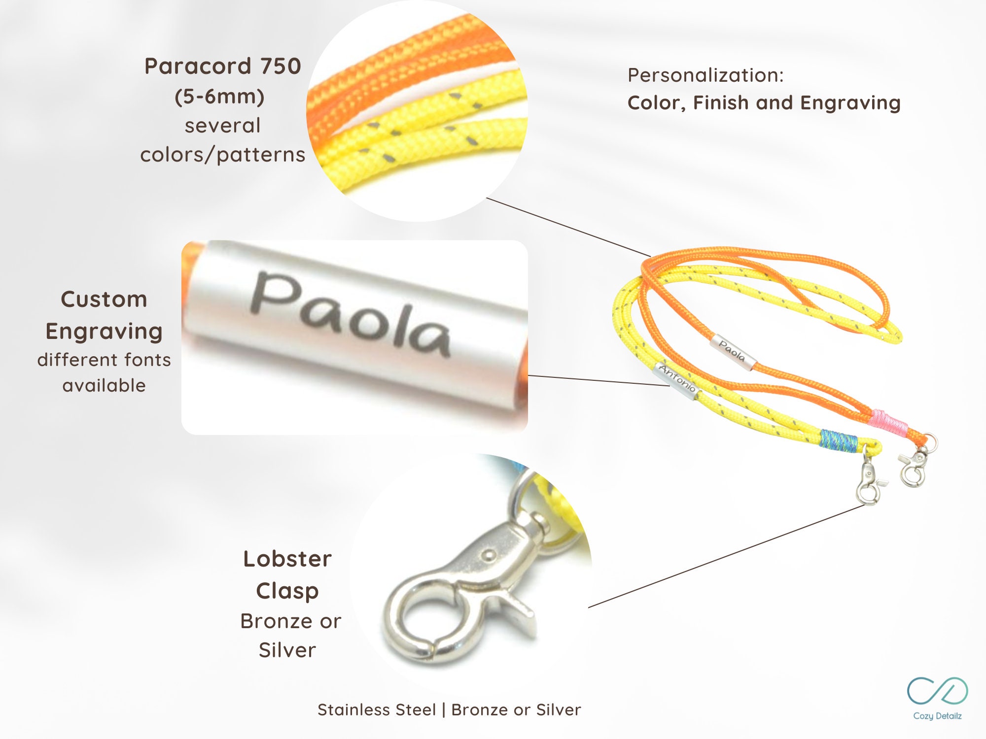 Cordino Per Tesserino Paracord Personalizzabile: Scegli 3 Colori E Hardware!
