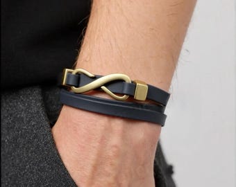 Bronze Infinity Bracelet – Triple Wrap Leather Bracelet – Wedding Anniversary Gift for Him or Her – Couple Jewelry – Infinite Love Gift