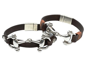 Snaffle Bit Couples Bracelets Horse Bit Bracelet Men Women Leather Jewelry Couples Equestrian Jewelry His Hers Bracelet Couples Gifts