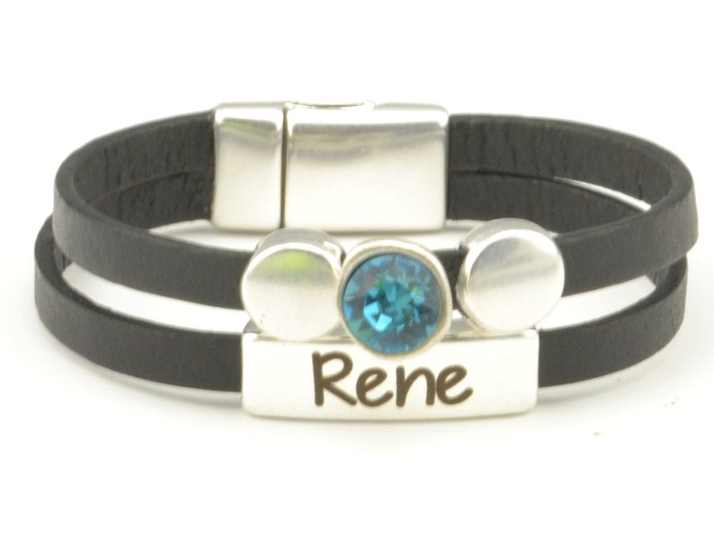 personalized birthstone bracelet engraved leather bracelet custom birthday bracelet bridesmaid gift name bracelet birthstone jewelry