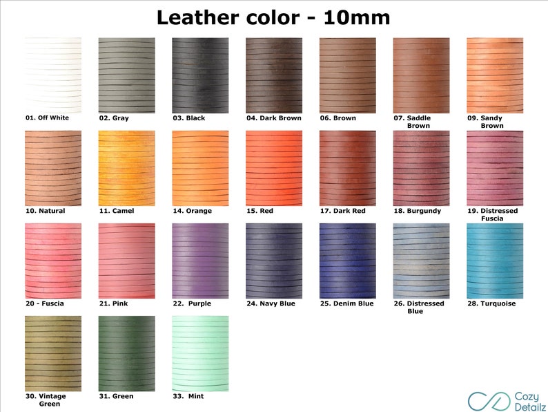 Cozy Detailz - Color Chart Guide