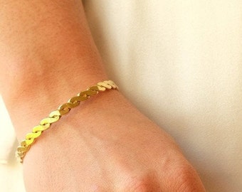 Twisted Rope Chain Cuff Stacking Flat Curb Chain Bracelet Dainty Gold or Silver Bracelet For Women Gifts for Her/Mothers Day Gift