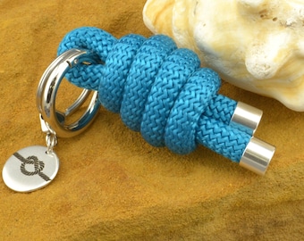 Personalized Nautical Knot Paracord Keychain, Custom Engraving Sailor Key-Ring, Nautic Knot Sailing Ocean Accessory, Initial Key Holder
