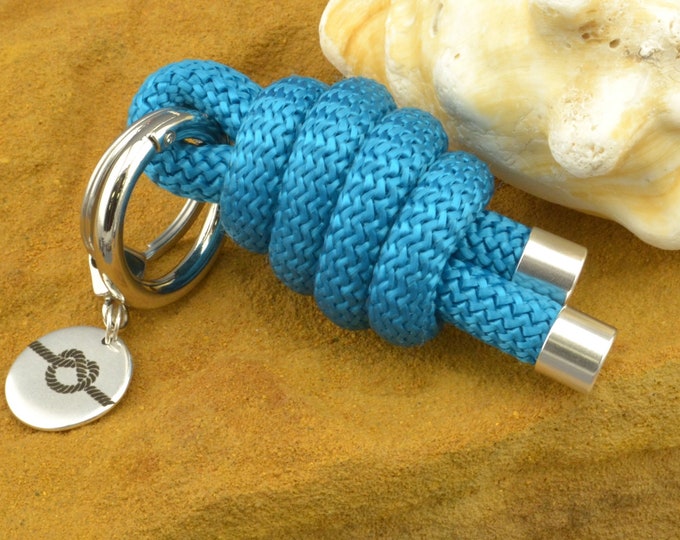 Personalized Nautical Knot Paracord Keychain Custom Engraving Sailor Key-Ring Nautic Knot Sailing Ocean Accessory Initial Key Holder