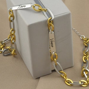 Personalized Name Bar Necklace: Sterling Silver, Custom Engraved Mom Jewelry
