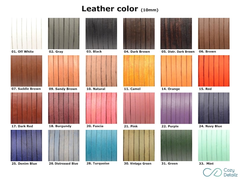 Cozy Detailz Color Chart